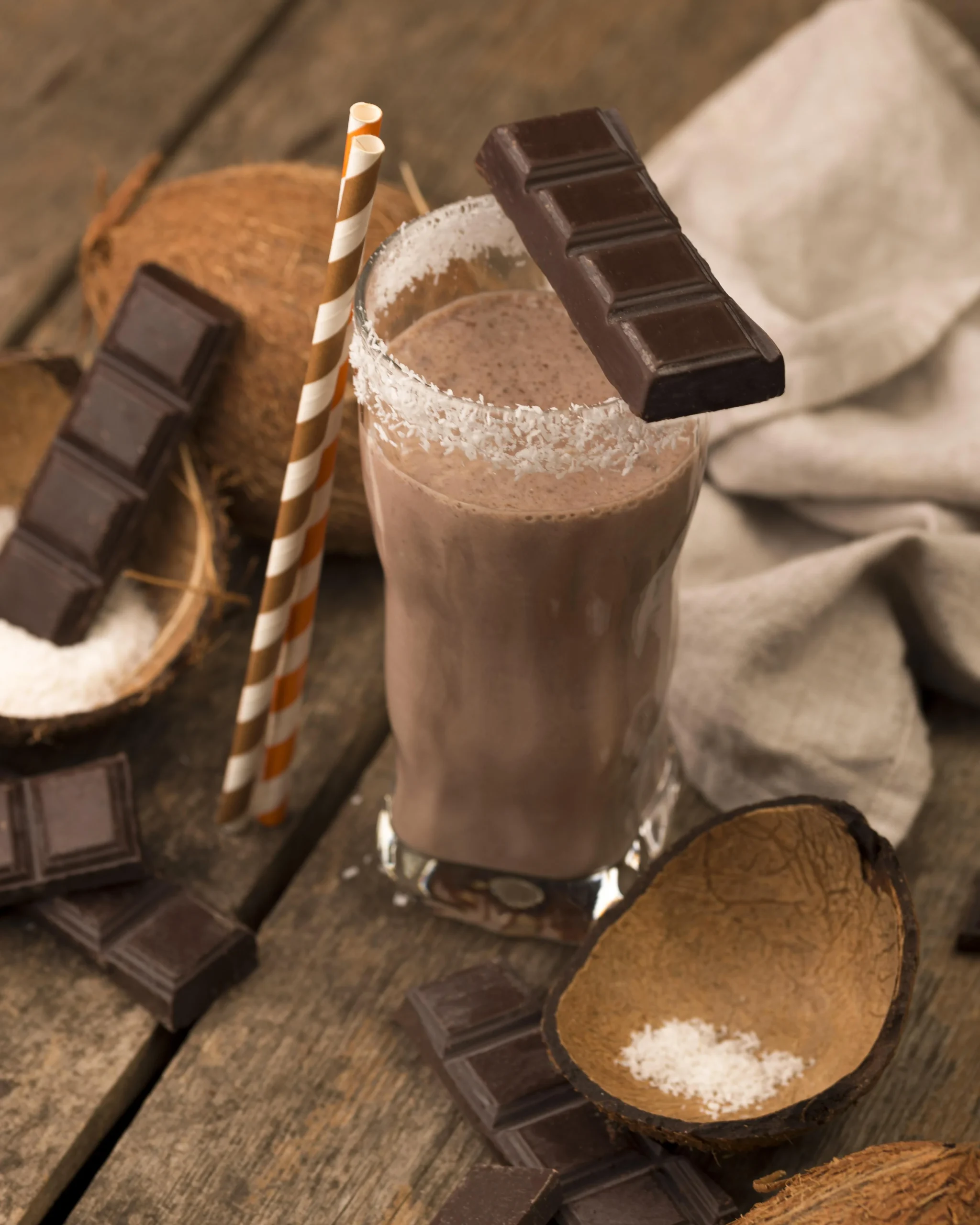 high-angle-milkshake-glass-tray-with-chocolate-coconut